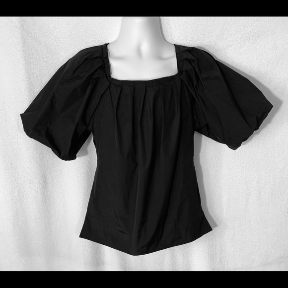 Rare BCBGMaxazria Black XS Boxy Poofed Sleeves Top - Picture 1 of 7